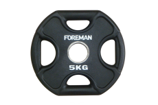 Олимпийский диск в уретане FOREMAN Plate X-Training 5 кг, четыре отверстия, черный, серый чугун