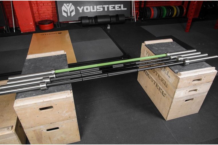 Гриф для штанги D50мм, L245 см YouSteel Power bar 25kg, чёрный - хром фото 7