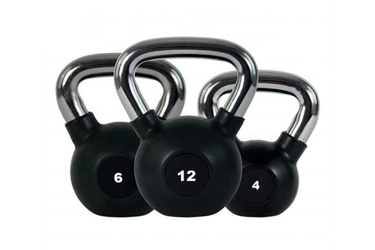Гиря 4 кг YouSteel PU с хром. ручкой, чёрный фото 1