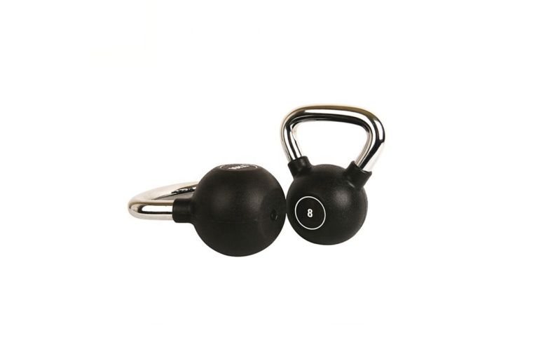 Гиря 4 кг YouSteel PU с хром. ручкой, чёрный фото 2