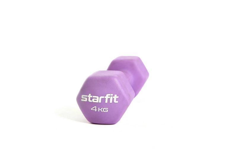Гантель неопреновая Core 4 кг Star Fit DB-201 фиолетовый пастель 