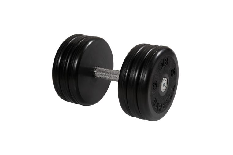 Гантель MB Barbell классик с вращающейся ручкой\хром чёрная 34 кг MB-FdbEM-B34 