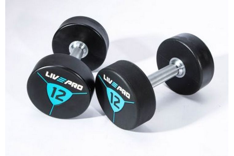 Гантели в уретане 12 кг Live Pro Premium Urethane Dumbbells LP8000-12 