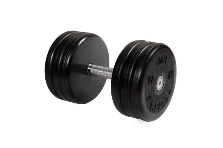 Гантель MB Barbell классик с вращающейся ручкой\хром чёрная 37 кг MB-FdbEM-B37 