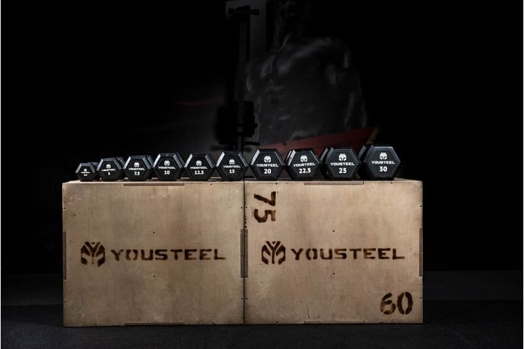 Гантель обрезиненная YouSteel HEX DB 22,5 кг фото 2