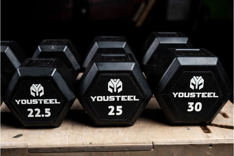 Гантель обрезиненная YouSteel HEX DB 22,5 кг фото 5