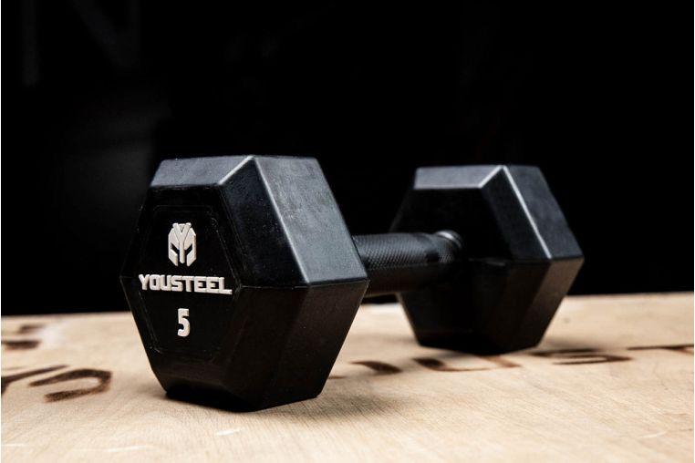 Гантель обрезиненная YouSteel HEX DB 22,5 кг фото 7
