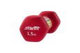 Гантель неопреновая Star Fit DB-201 1,5 кг насыщенный красный (1 шт.) фото 1