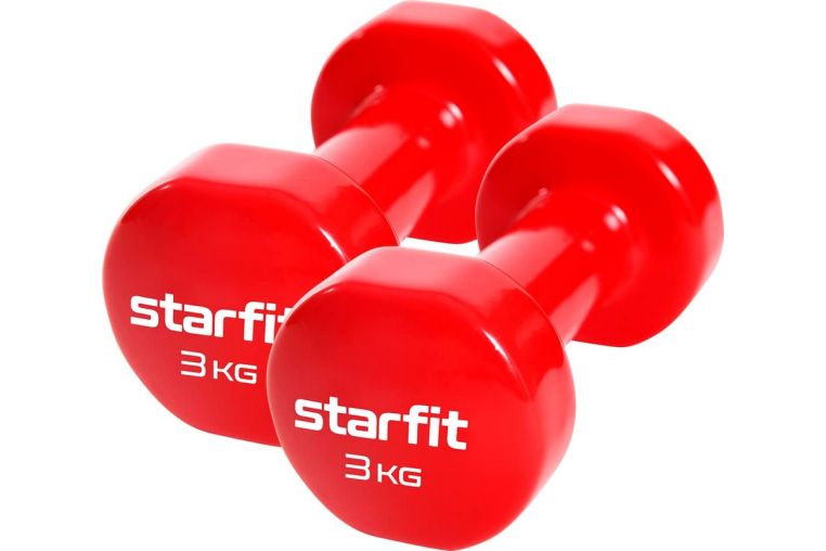 Гантель виниловая Core Star Fit DB-101 3 кг, красный, 2 шт 