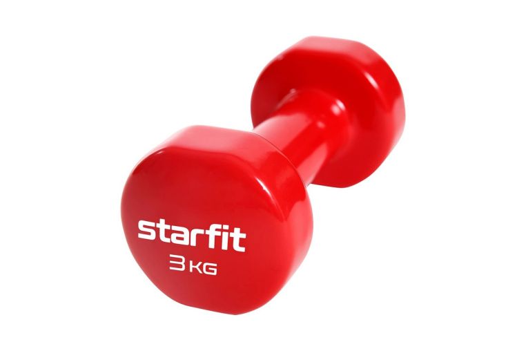 Гантель виниловая Core Star Fit DB-101 3 кг, красный, 2 шт фото 1