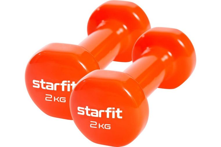 Гантель виниловая Core Star Fit DB-101 2 кг, оранжевый, 2 шт 