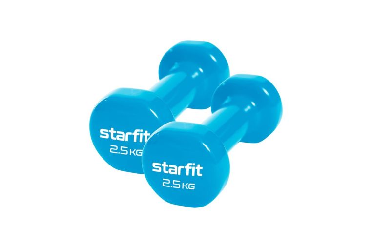 Гантель виниловая Core 2,5 кг Star Fit DB-101 синий, 2 шт 