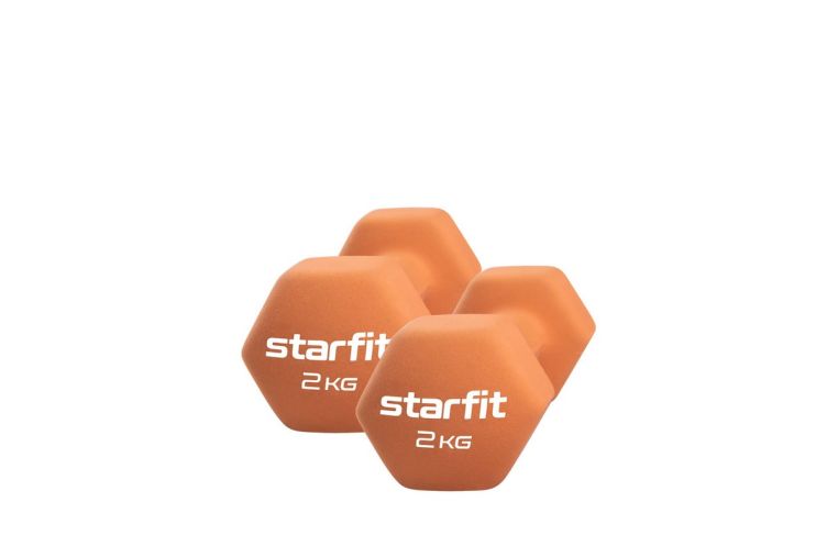 Гантель неопреновая Core 2 кг Star Fit DB-201 оранжевый пастель пара 