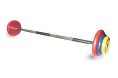Штанга неразборная MB Barbell с цветными дисками D25мм, 25 кг MB-BarMW-C25