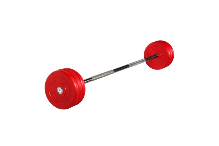 Штанга неразборная MB Barbell с цветными дисками, 25 мм, 35 кг MB-BarMW-C35 