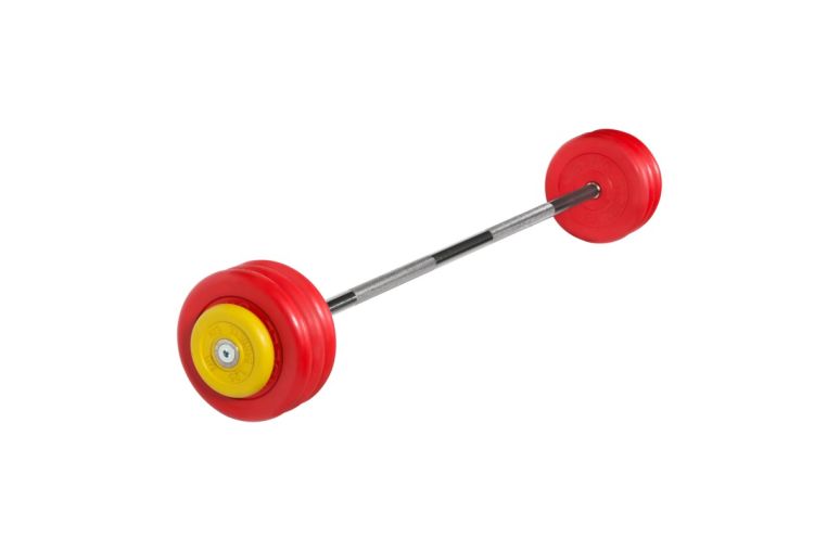 Штанга неразборная MB Barbell с цветными дисками, 25 мм, 37,5 кг MB-BarMW-C37,5 