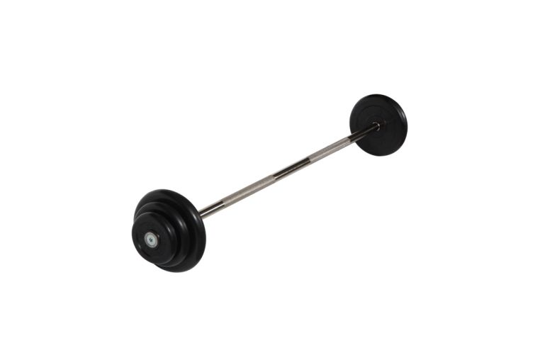 Штанга неразборная MB Barbell с чёрными дисками, 25 мм, 22,5 кг MB-BarMW-B22,5 