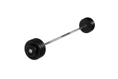 Штанга неразборная MB Barbell с чёрными дисками, 25 мм, 37,5 кг MB-BarMW-B37,5