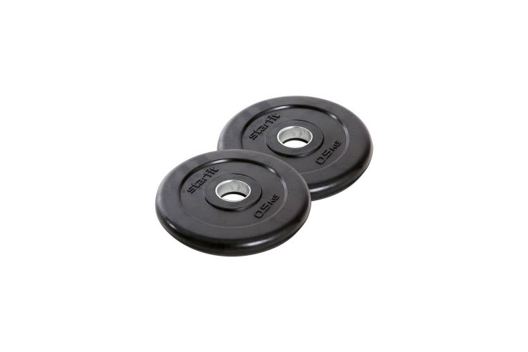 Диск обрезиненный Core 0,5 кг Star Fit d26 мм, стальная втулка BB-202 черный, 2 шт 
