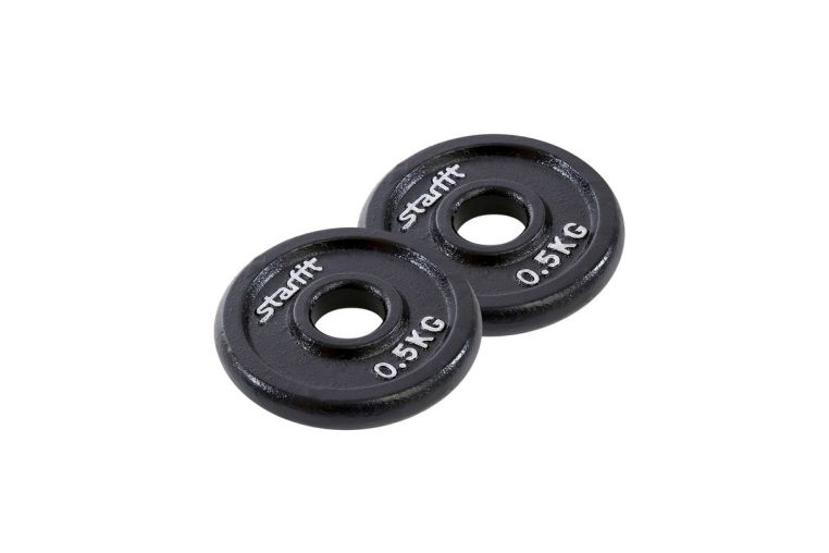 Диск чугунный 0,5 кг Star Fit d26 мм BB-204 черный, 2 шт 