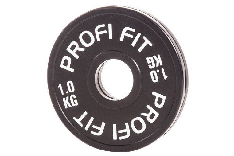 Диск для штанги Profi-Fit каучуковый, черный d-51 1кг фото 3