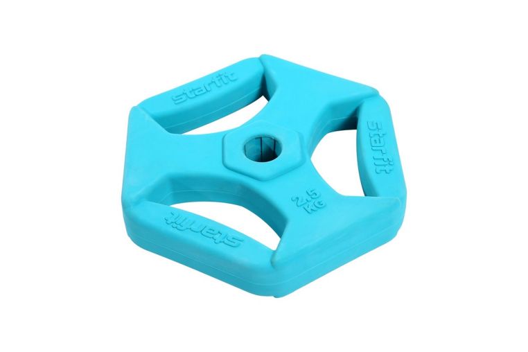 Диск обрезиненный с хватами Star Fit BB-205 2,5 кг, D26 мм, без стальной втулки, бирюзовый 