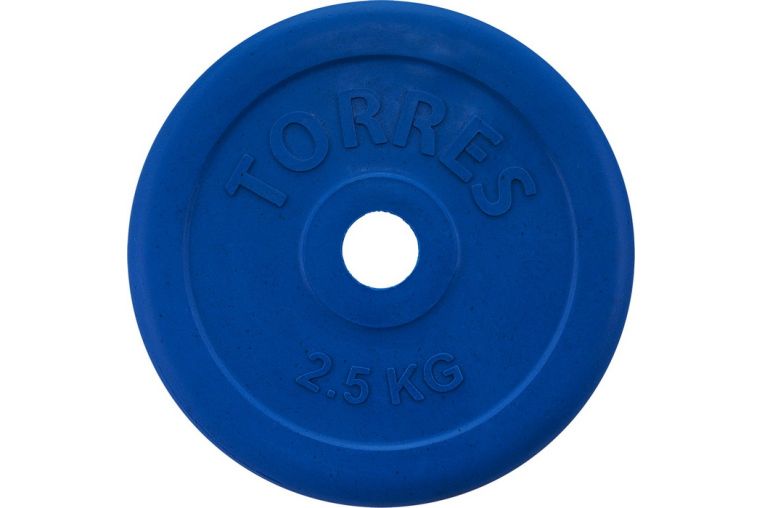 Диск обрезиненный Torres 2,5 кг PL50392 D25 мм, синий 