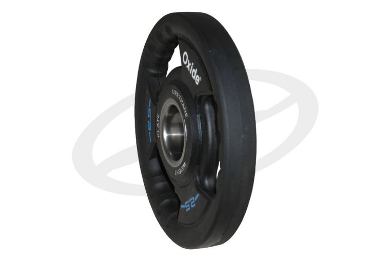 Диск олимпийский Oxide Fitness OWP02 D50мм полиуретановый, с 3-мя хватами, черный 2,5кг. фото 1