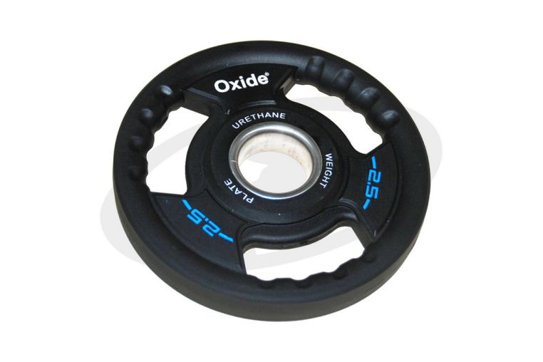 Диск олимпийский Oxide Fitness OWP02 D50мм полиуретановый, с 3-мя хватами, черный 2,5кг. фото 5