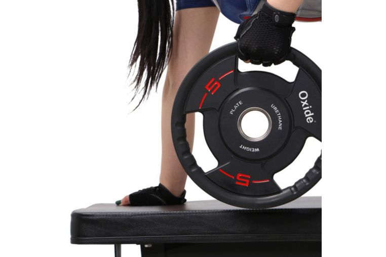 Диск олимпийский Oxide Fitness OWP02 D50мм полиуретановый, с 3-мя хватами, черный 2,5кг. фото 7