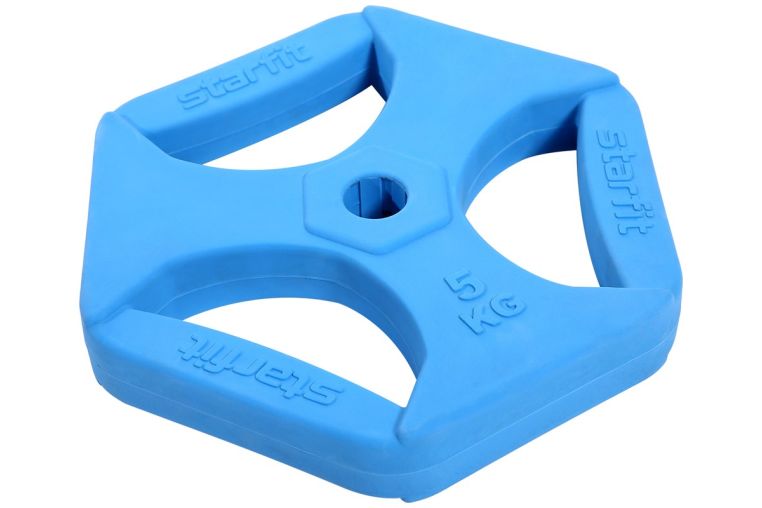 Диск обрезиненный с хватами 5 кг Core Star Fit BB-205 синий 
