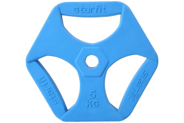 Диск обрезиненный с хватами 5 кг Core Star Fit BB-205 синий фото 5