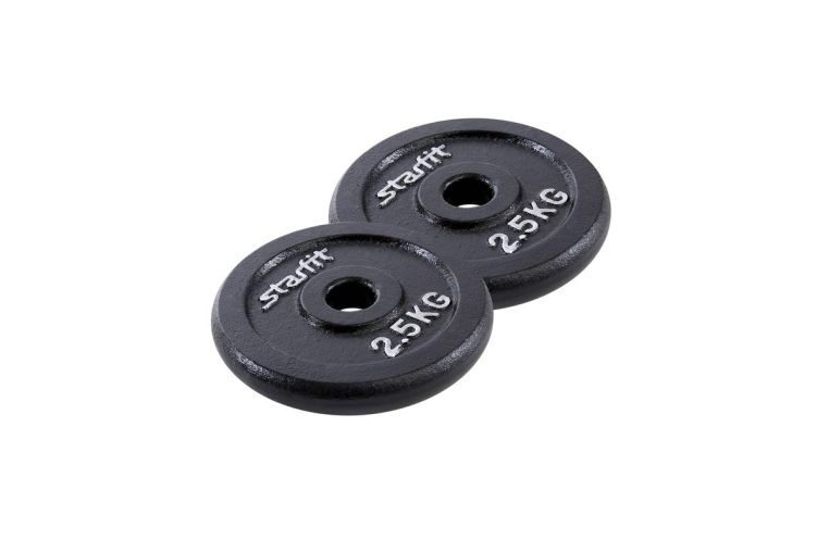 Диск чугунный 2,5 кг Star Fit d26 мм BB-204 черный, 2 шт 