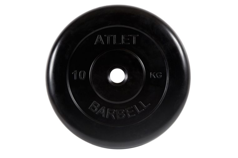 Диск обрезиненный d31мм MB Barbell Atlet 10кг черный MB-AtletB31-10 