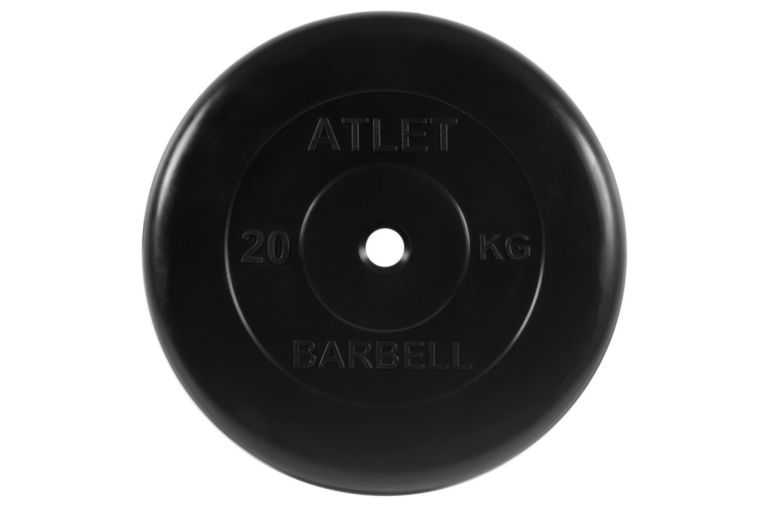 Диск обрезиненный d51мм MB Barbell Atlet 20кг черный MB-AtletB51-20 