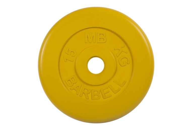 Диск обрезиненный d51мм MB Barbell MB-PltC51-15 15кг желтый 