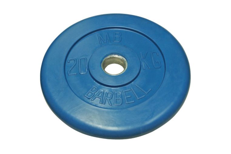 Диск обрезиненный d51мм MB Barbell MB-PltC51-20 20кг синий фото 1