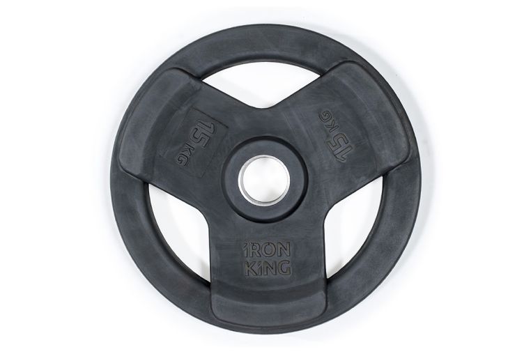 Диск обрезиненный 3-мя хватами Iron King черный D50 мм 15 кг 