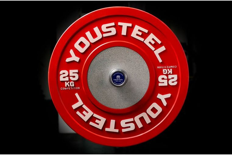 Диск 25кг каучуковый соревновательный YouSteel красный 