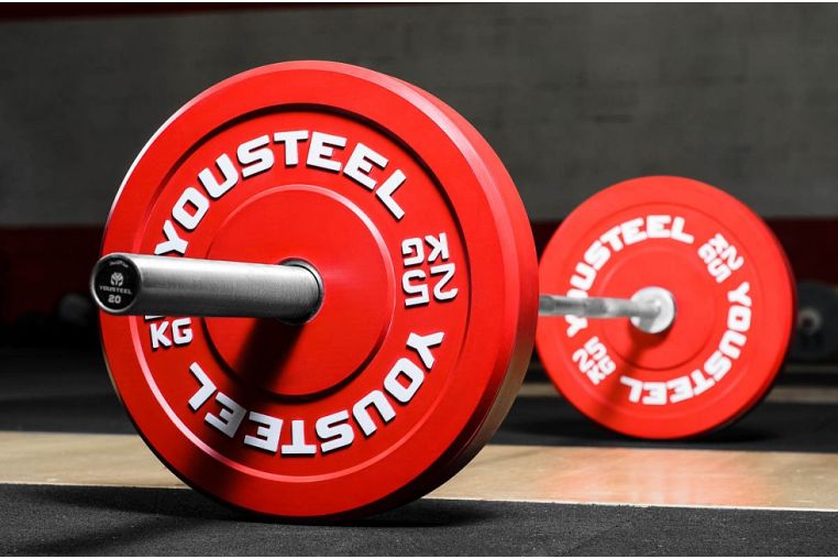 Диск 25кг, каучуковый, тренировочный, красный YouSteel фото 1