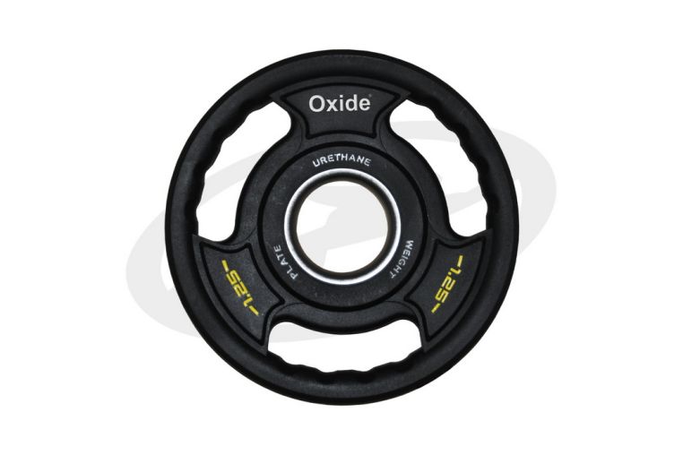Диск олимпийский Oxide Fitness OWP02 D50мм полиуретановый, с 3-мя хватами, черный 1,25кг. 
