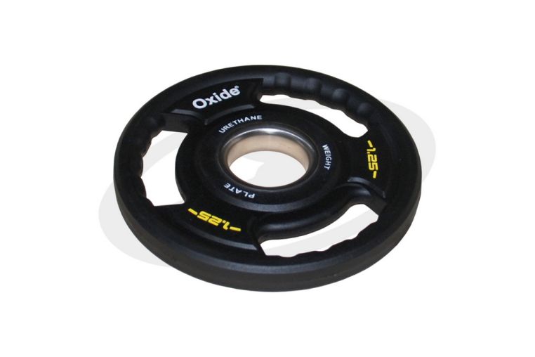 Диск олимпийский Oxide Fitness OWP02 D50мм полиуретановый, с 3-мя хватами, черный 1,25кг. фото 4
