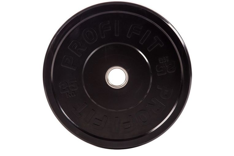 Диск для штанги Profi-Fit каучуковый, черный, d-51 25кг фото 1