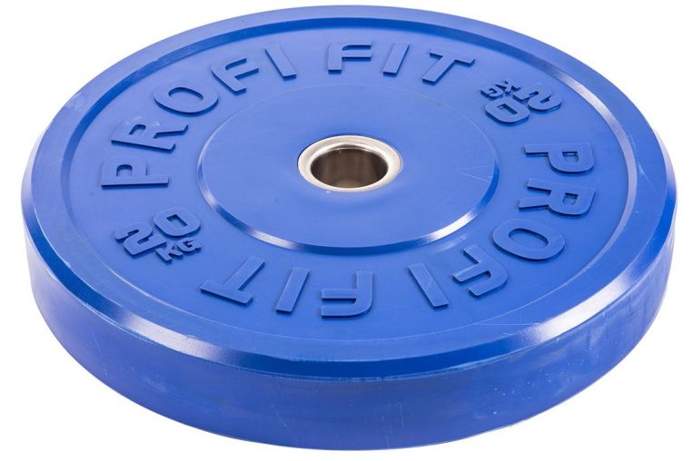Диск для штанги Profi-Fit каучуковый, цветной, d-51 20кг фото 1