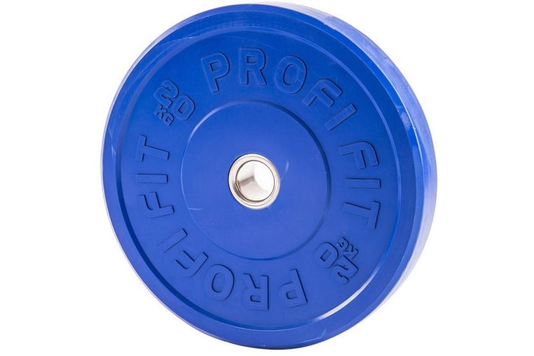 Диск для штанги Profi-Fit каучуковый, цветной, d-51 20кг фото 2