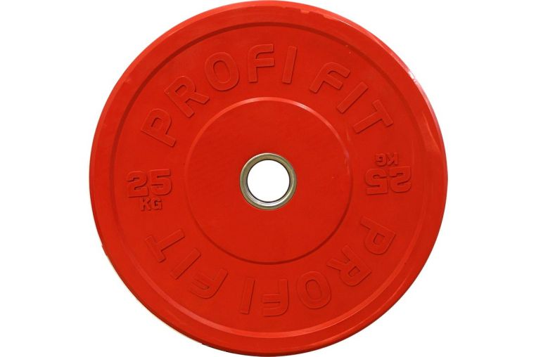 Диск для штанги Profi-Fit каучуковый, цветной, d-51 25кг фото 1