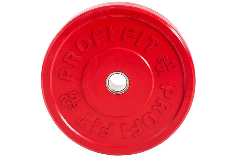 Диск для штанги Profi-Fit каучуковый, цветной, d-51 25кг фото 3
