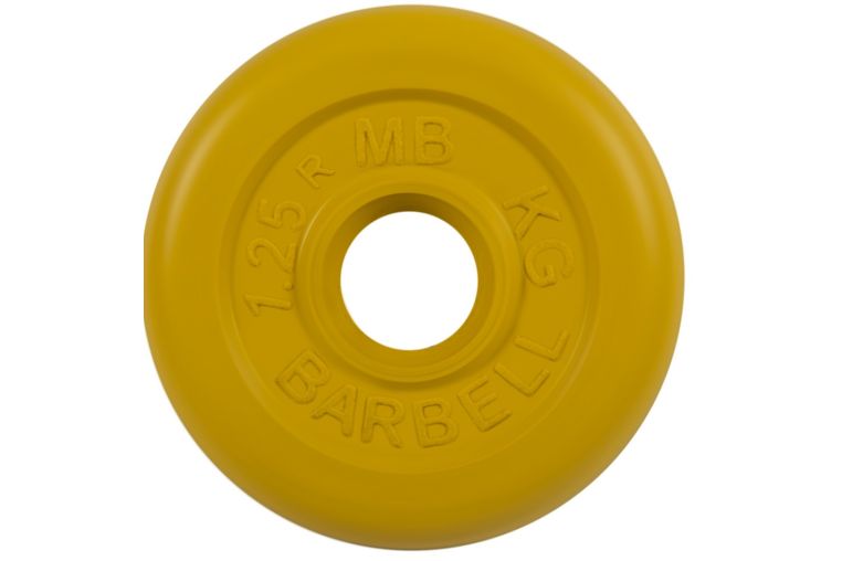 Диск обрезиненный d26мм MB Barbell MB-PltC26-1,25 1,25 кг желтый 