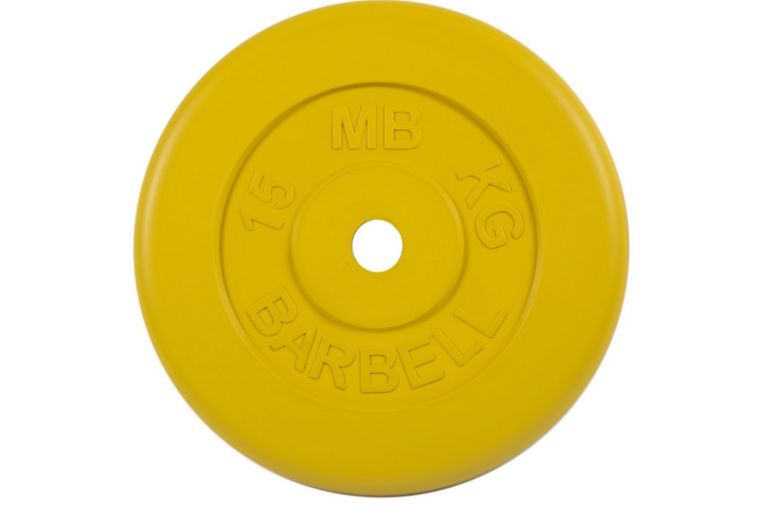 Диск обрезиненный d31мм MB Barbell MB-PltC31-15 15 кг желтый 