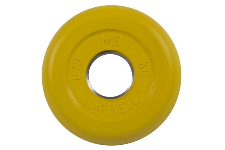 Диск обрезиненный d31мм MB Barbell MB-PltC31-0,75 0,75 кг желтый 